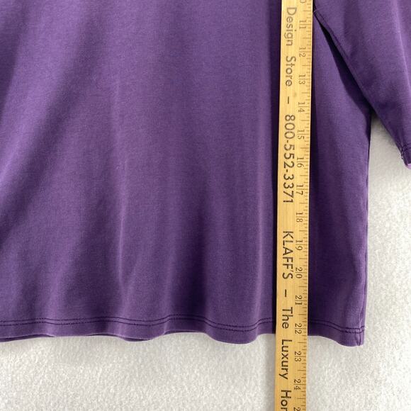 EILEEN FISHER Top M Organic Cotton Interlock Jersey Scoop Neck 3/4 Sleeve Purple - Picture 10 of 11